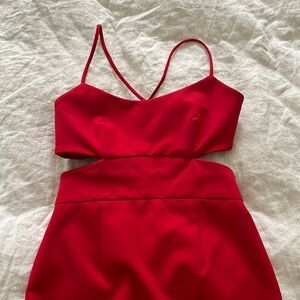 JILL JILL STUART Red Cutout Open Back Criss-cross Stretch Midi Dress 0